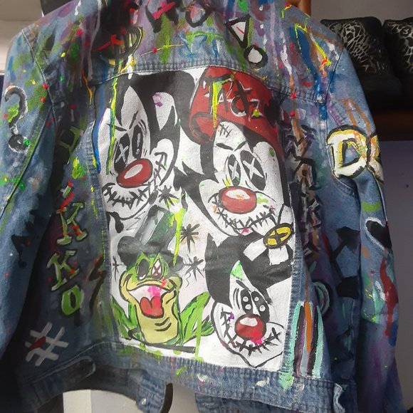 Hand painted women's jean jacket  XL - Picture 2 of 4